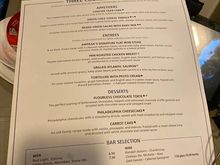Coast Starlight dinner menu. 