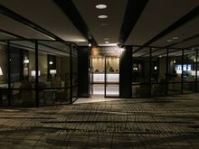 Transit hotel entrance: rates are steep but worth it to keep everyone sane & fit on a long layover