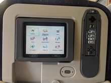 Incredible in flight entertainment system with a roughly 6.1" screen. My phone (6") was almost the same diagonally.