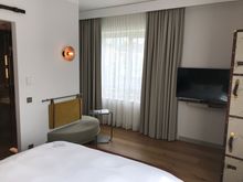 View from bed, turn left for the bathroom and turn upperleft for the living