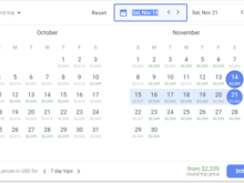 Google Flights calendar view