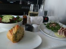 New crockery and a (third option) garlic bread