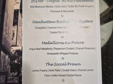 The bar menu