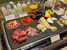 Evening spread: cured meats and cheeses.