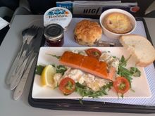 Return in GLA LCY service in evening
Felt higher quality than the LGW  service 
Tasty salmon salad and cake AND cream scone with RHODDAS! 
Nice coffee in cute cups 