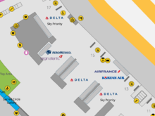 SEA airport map of DL checkin desk area