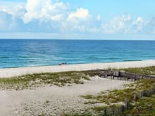 Watching the first person to arrive at the beach from the 
Springhill Suites in Pensacola Beach, Florida