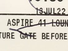 Aspire lounge inprint on SQ Boarding Pass Business Class