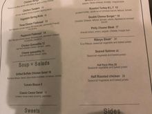 Dinner menu