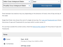 Single Fare Finder - Hatton Cross to London