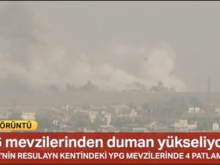 Picture from Syria’s Ras al-ayn following Turkish airstrikes, broadcasted on Turkish TV