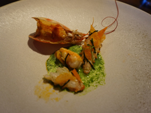Langoustine w/ carrot + wasabi