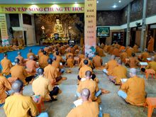 Monks in a temple in Ho Chi Minh City, Vietnam 