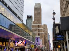 The streets of New York up near Times Square 