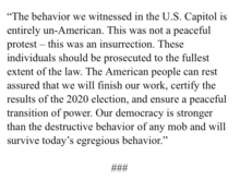 Group statement from @Sen_JoeManchin
 @SenatorCollins
@MarkWarner 
@BillCassidy
 @SenatorShaheen 
@lisamurkowski 
@SenAngusKing 
@MittRomney 
@SenatorHassan
 @SenatorDurbin 
@RepJoshG 
@RepTomReed