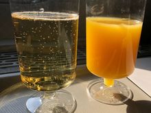 Much appreciated pre-departure selection of bubbles and OJ. Yes--I asked for both! 