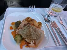 The turkey was unremarkable and the dressing a bit soggy - but the veggies had sprouts and parsnips both of which I love. They were only lukewarm.  It was not great for a turkey dinner but was much better than anything else I've ever had on EI.
