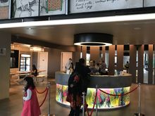 Check-in desk and grab & go food/drinks
