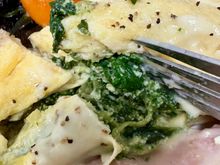 Inside the spinach and ricotta omelette