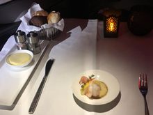 Amuse Bouche with candle light, new salt and pepper shakers and new bread basket