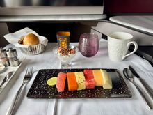 Breakfast Starter - Greek yoghurt with guava compote and toasted nut granola, Seasonal fresh fruit