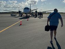 Boarding our Link Flight FC455 a Saab 340