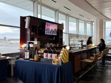 Barista bar, but no coffee machine. 