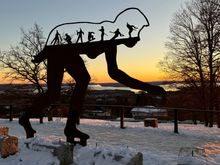 sculpture in front of the restaurant