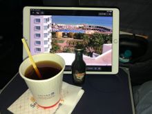 No PDB. Once in the air, I had a coffee with Bailey's as today is strictly a travel day. No more glasses, just cardboard.