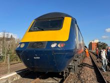 Rear power car from the ballast as I was walking to our rescue train