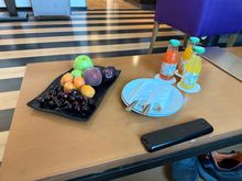 The fruit platter and fruit-based drinks were brought to the room later