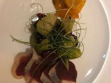 And happy to start the show with the new duck breast starter. Small but very nice!