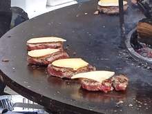 That's the way they grill in France...and it was raclette cheese (real cheese versus "cheese " slices in the Americas)