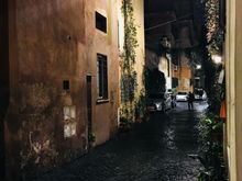 Outside our door of Navona Colors Hotel.  (Well Lit)