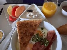 Breakfast - Muesli and eggs and bacon 