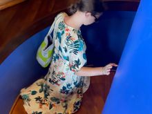 Walking down the stairs in ithaa