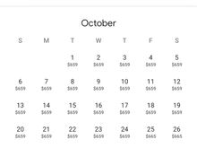 Coach pricing, October 2024 SHH-JFK