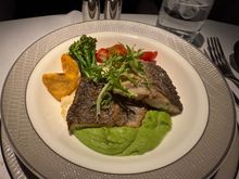 Pan Seared Seabass with Pea Sabayon