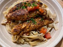My dinner was a homemade blackened chicken pasta. 