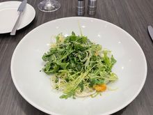 Salad with grilled squash on the bottom. Would get again: light, refreshing with salty/sweet vinaigrette dressing that wasn’t over powering.