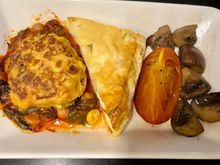Vegetable frittata, sweetcorn fritter, smokey chickpea ragout 