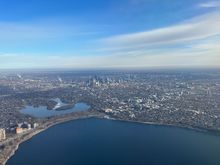Downtown Minneapolis from the other direction just before landing at MSP. 