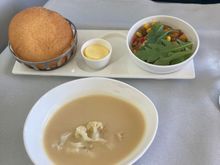 Good soup & side salad had nice flavour 