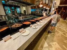 Hot food options at breakfast