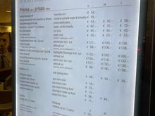 The pricing for the hairsalon 