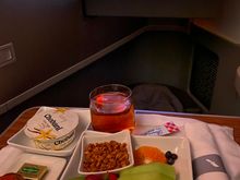 Opted for the lighter breakfast. I was surprised how fresh and good all the fruit was. Little cinnamon roll was a fantastic choice from the warm pastry basket.