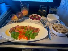 Cold setup, with starter, salad and dessert