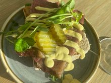 Salt beef on toasted sourdough