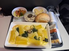 Truffle pasta- inbound LHR band 3/4. Much better than the roast chicken IMO.