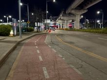 The pavement isn’t very smooth so you might just be walking on the asphalt. 